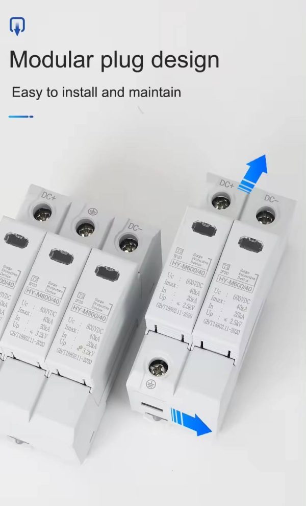 New Design Din Rail Power Signal Surge Protector Device DC 500V-800V 40KA Imax Arrester for Signal Processing Applications - Image 4